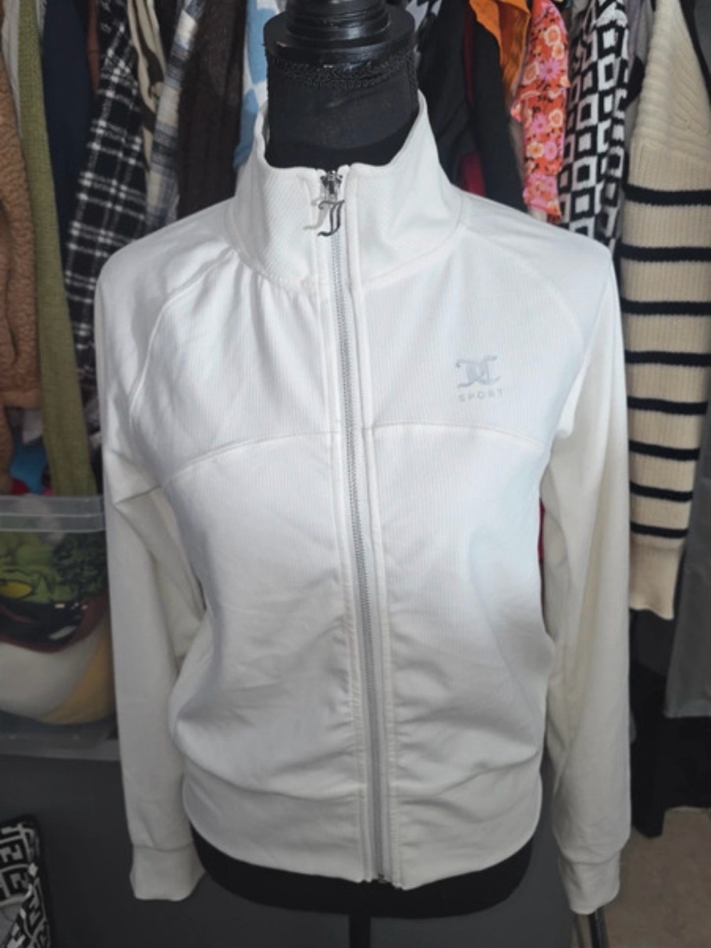Juicy Couture White Zip-Front Bomber Jacket